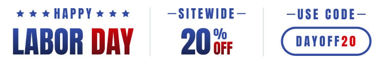 Happy Labor Day - 20% off sitewide, use code DAYOFF20