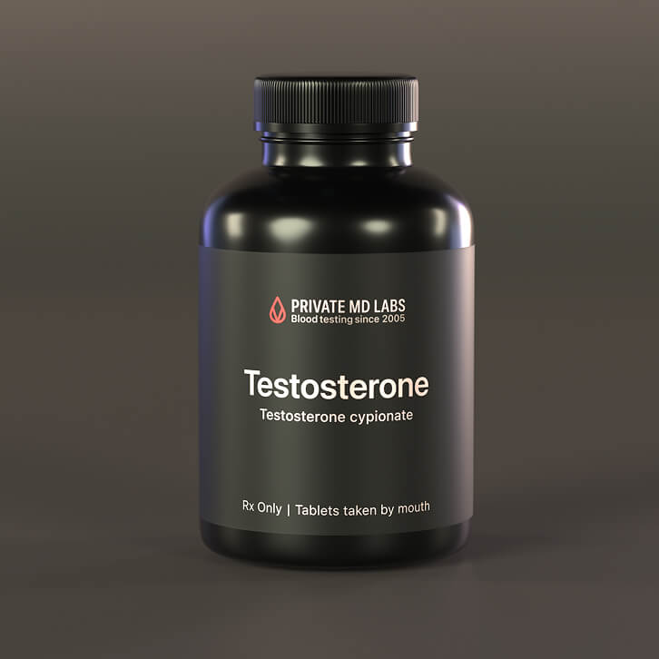 Testosterone tablets bottle